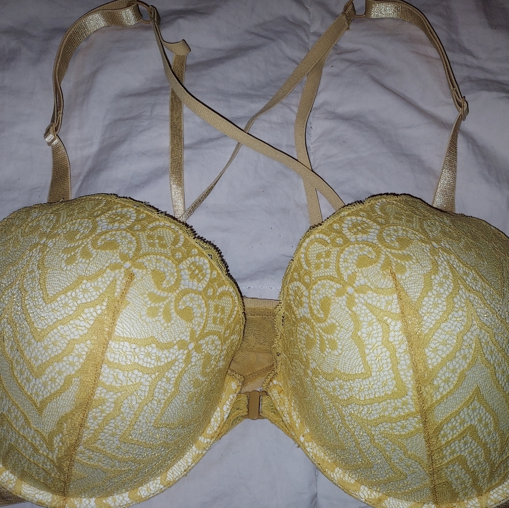 Curve Muse Push Up Bra  Front Closure 38DD Gold NEW!
